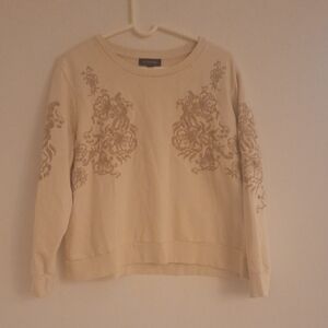 Cream Embroidered Sweatshirt